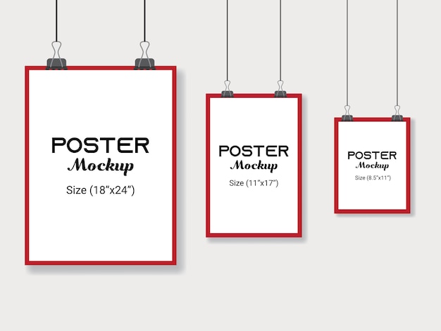 Blank realistick poster template with hanging