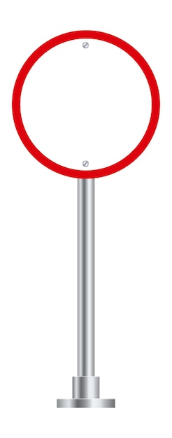 Blank red circle road sign. warning symbol isolated on white background