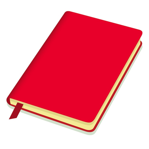 Blank red copybook template with bookmark vector illustration