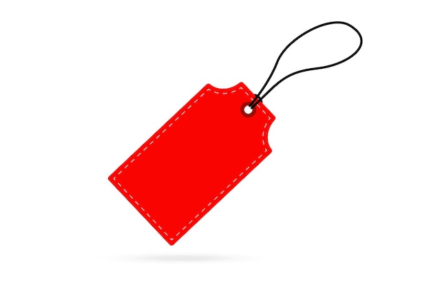 blank red paper price tag or gift tag label with cord blank label template promotional sale badge vector illustration