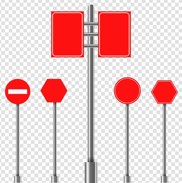 Blank Red sign vector Illustration set of street signs warning road sign