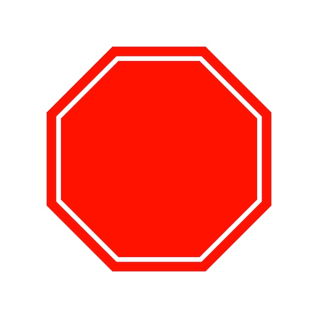 Vector blank red stop sign board icon isolated vector illustration