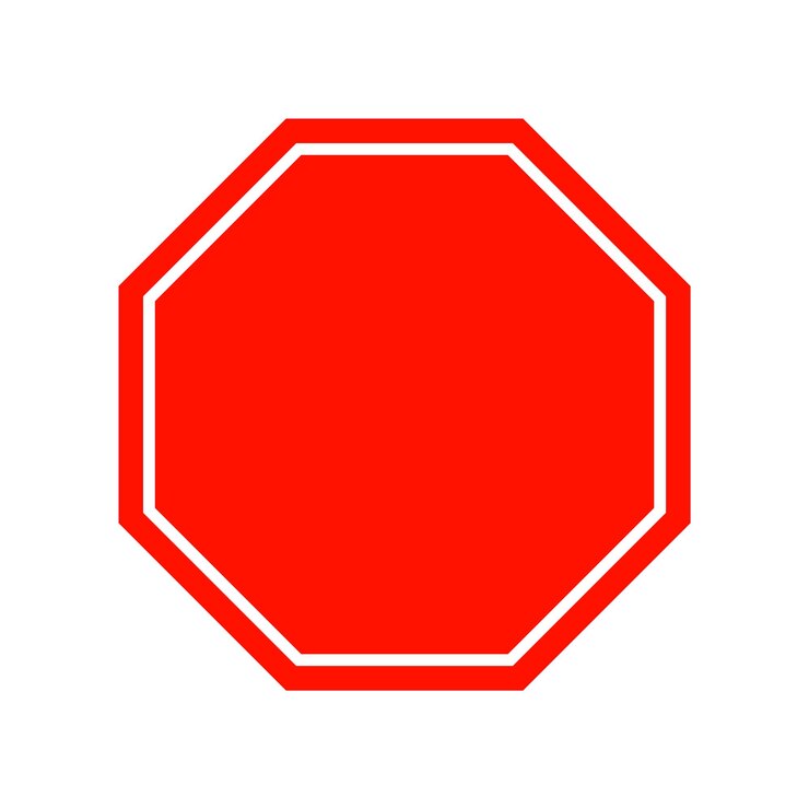 Vector blank red stop sign board icon isolated vector illustration