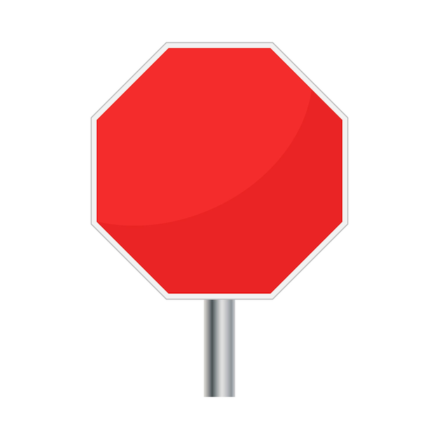 Blank red stop sign vector icon Empty danger symbol vector illustration