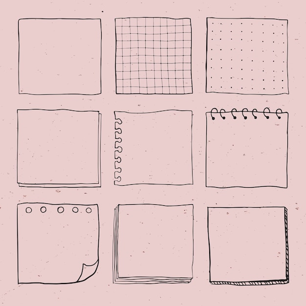 Vector blank reminder paper notes vector set