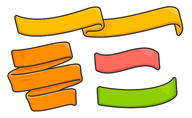 blank ribbon for text kawaii doodle flat vector illustration