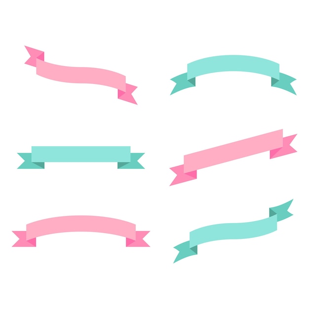Blank Ribbons in Flat Style Vector Template