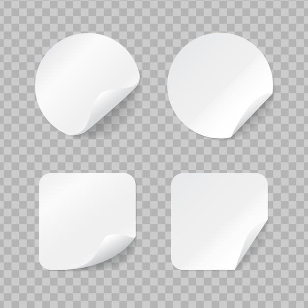 Vector blank round and square adhesive stickers mock up