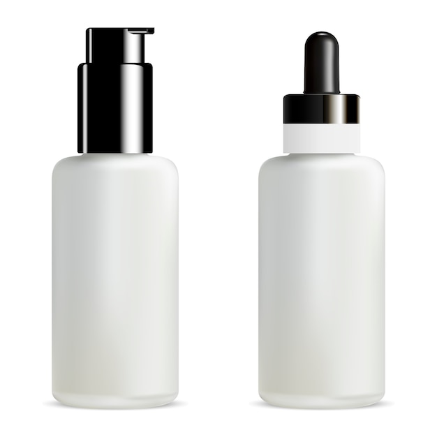 Vector blank serum and foundation dropper bottle. pump jar. 3d