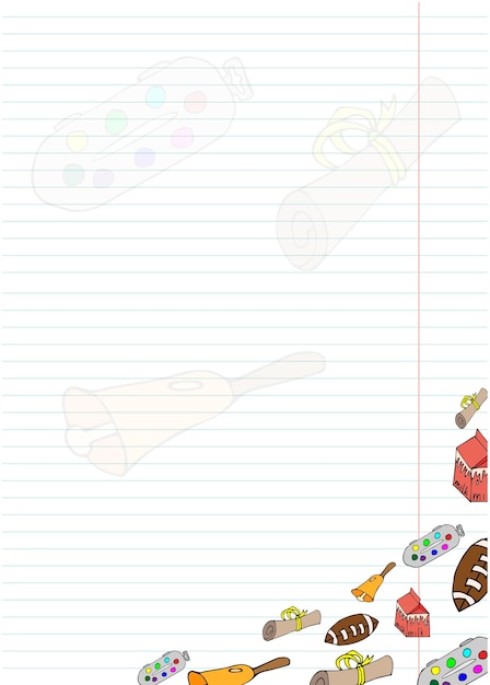 Vector blank sheet for notes from a notebook with school doodles260623