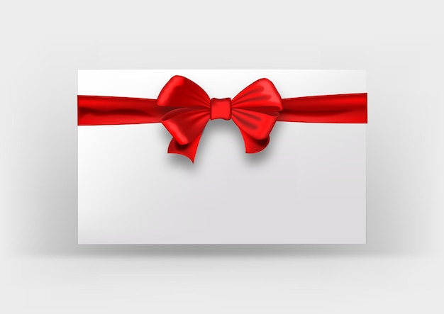 Vector blank sheet of paper for text red ribbon