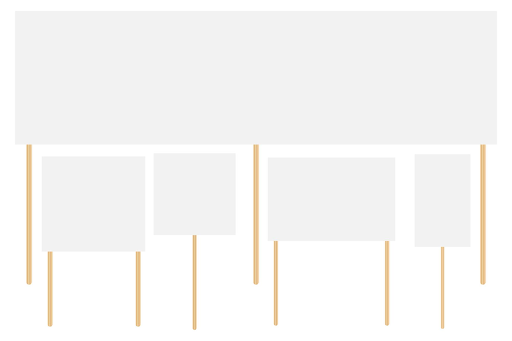 Vector blank sign on a picket stick set of white blank protest banners white posters on supports vector image