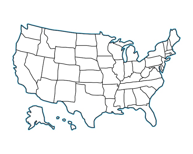 Vuoto mappa usa simile isolato su sfondo bianco paese stati uniti d'america modello vettoriale per la progettazione di siti web copertina infografica illustrazione del grafico