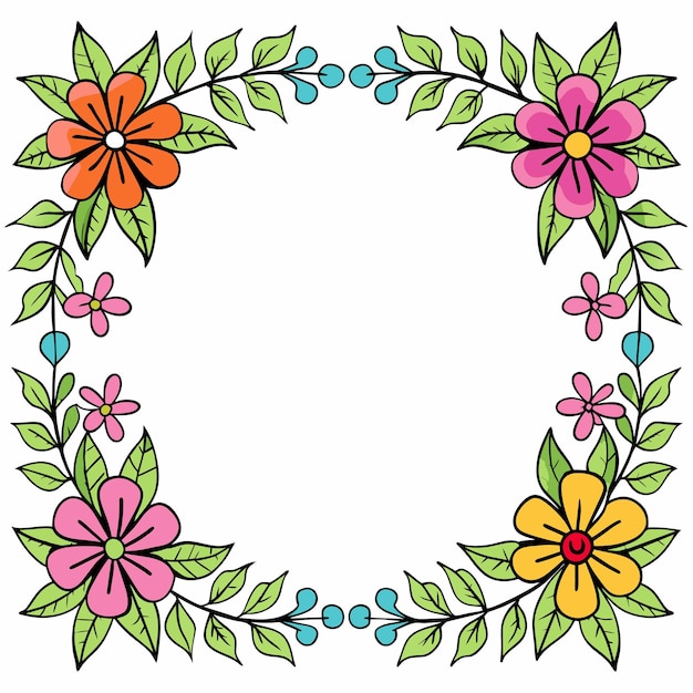 Blank space water color floral frame on white background