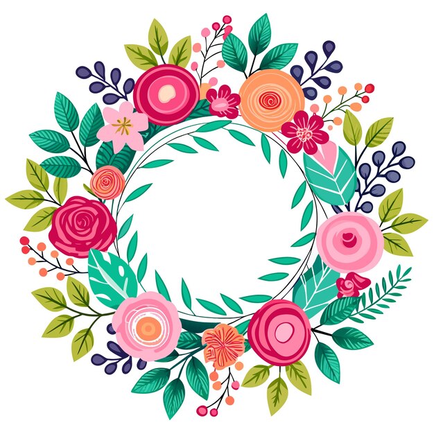 Vector blank space water color floral frame on white background