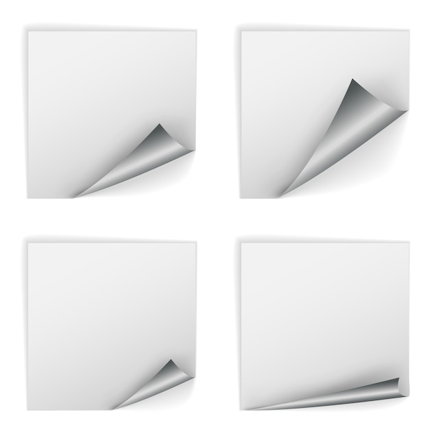 Vector blank square stickers with curl sets