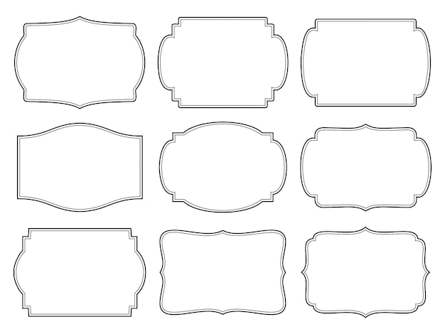 Пустые наклейки и рамки этикеток, изолированные на монохромном фоне