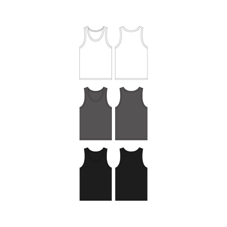 Vector blank tanktop technische tekening vector fashion illustratie tanktop flat vector mockup template tank