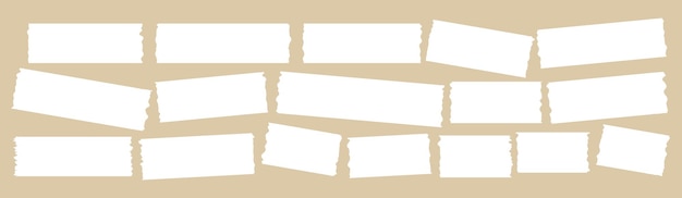 Blank tape or paper torn rip edge strip piece Vector white ripped page Scotch or sellotape for scrapbooking collage Ragged cardboard set calligraphy rough border tattered note collection