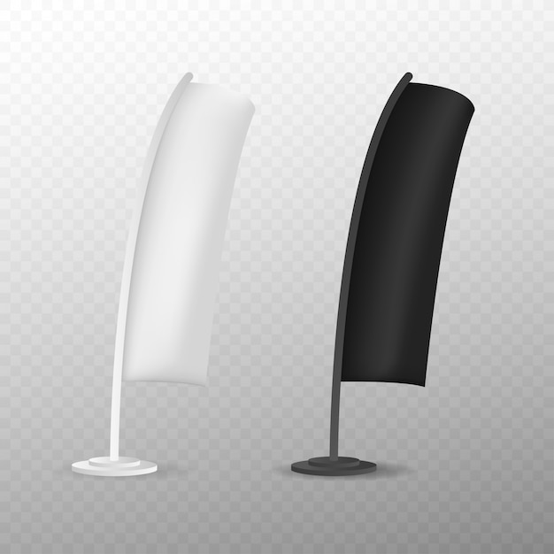 空白のティアドロップ弓フラグ広告ビーチフラグまたは垂直風バナー。