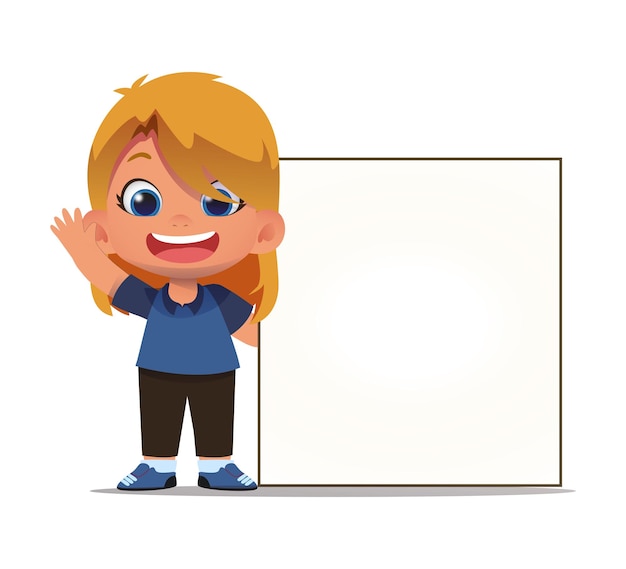 Vector blank template with cute kids characters