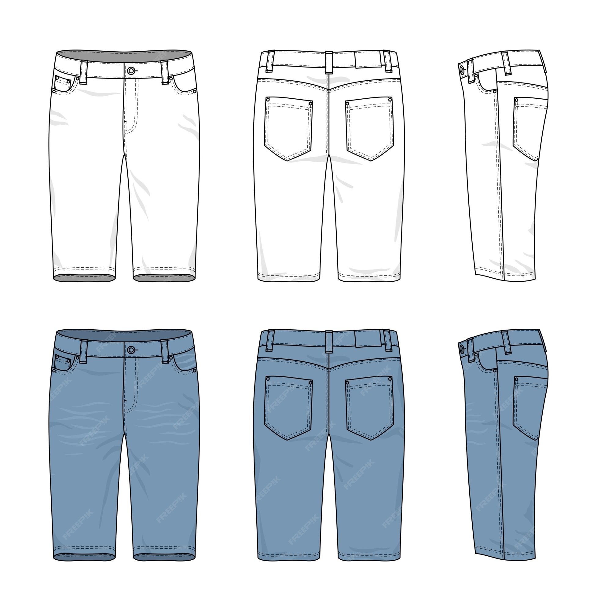 Premium Vector | Blank templates of men's and jeans shorts