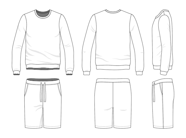 ベクトル スウェットシャツとショートパンツの空白のテンプレート