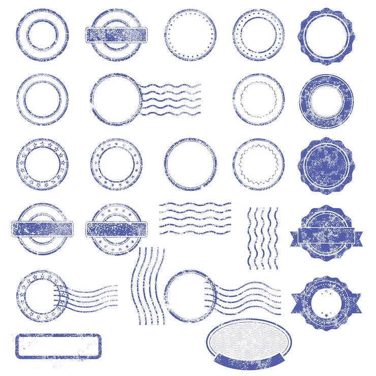 Vector blank templates of shabby postal stamps