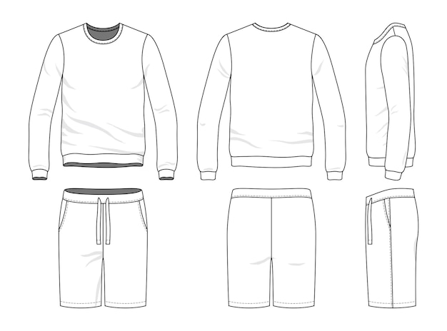 Vector blank templates of sweatshirt and shorts