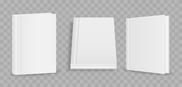 Blank vertical book cover template with pages in front