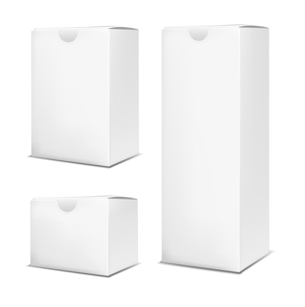 Vector blank vertical paper box on white background