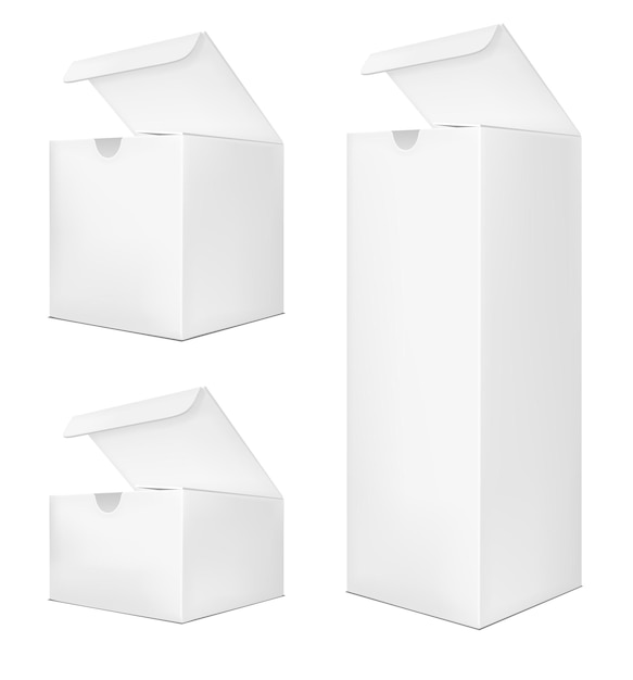 Vector blank vertical paper box on white background