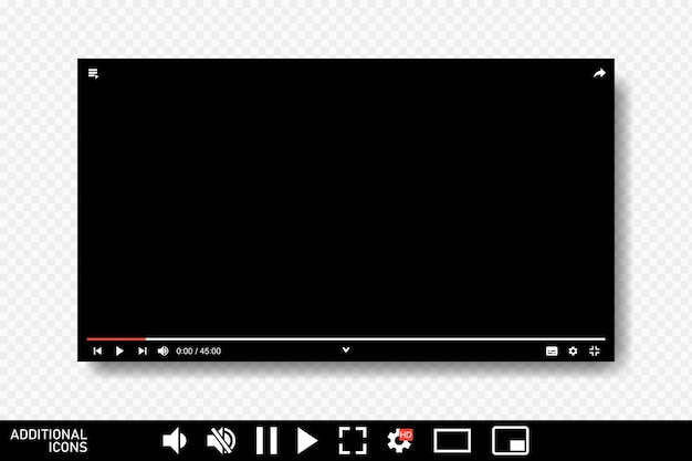 Blank video screen Video player interface You are using a desktop desktop web player a modern social media interface design template for web and mobile applications Vector illustration