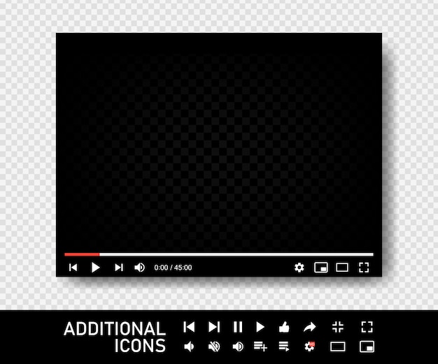 Blank video screen. Video player interface. You are using a desktop desktop web player, a modern social media interface design template for web and mobile applications.