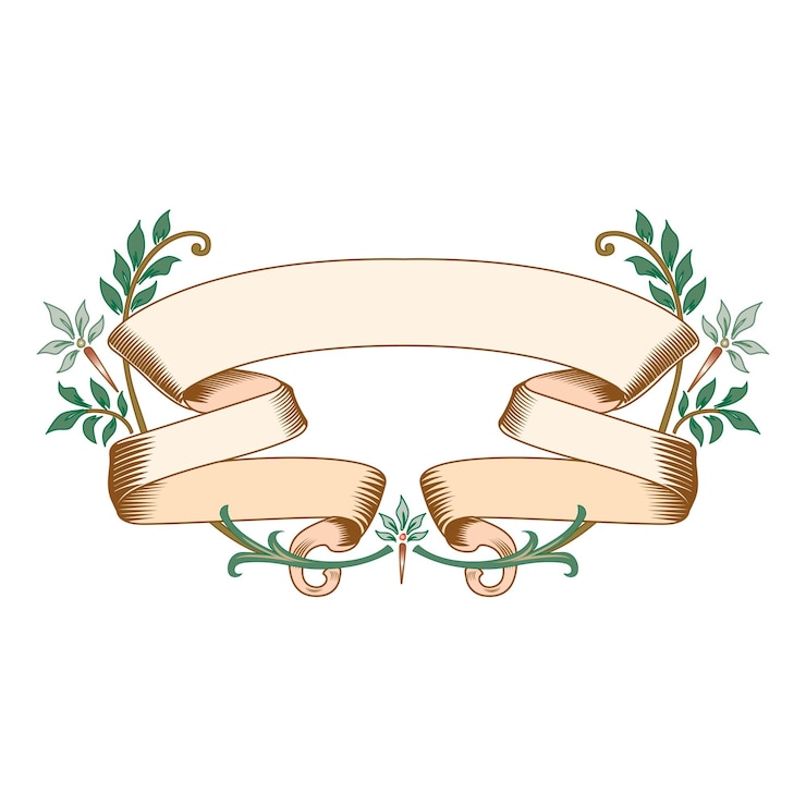 Vector blank vintage announcement ribbons set with swirl decoration isolated vector illustration