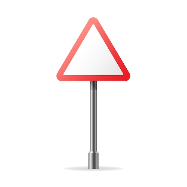 Blank warning sign and give road sign on pole vector design on white background