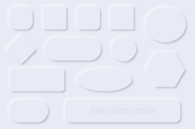 Vector blank web buttons template collection with shadow in gray