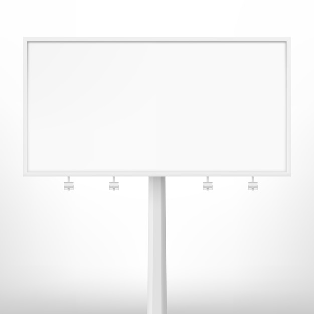 Vettore tabellone per le affissioni bianco in bianco, illustrazione.
