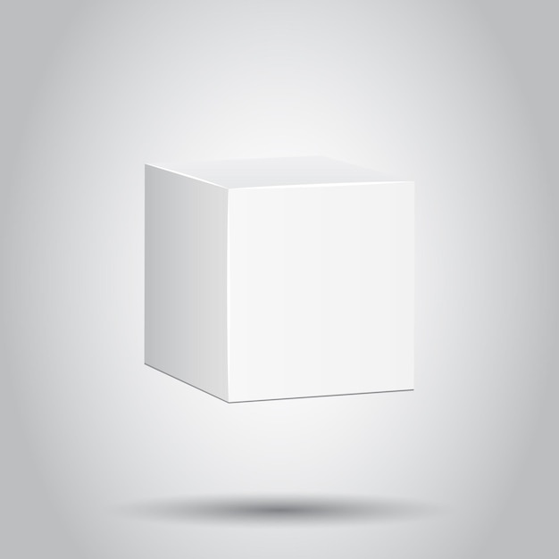 Vettore iconica di scatola 3d di cartone bianco vuoto illustrazione vettoriale su sfondo isolato pittogramma di modellazione del pacchetto della scatola concettuale aziendale
