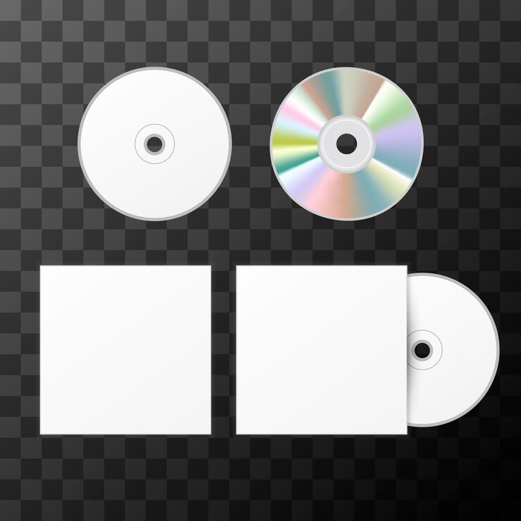 Vector blank white compact disk from two sides and cover mockup template