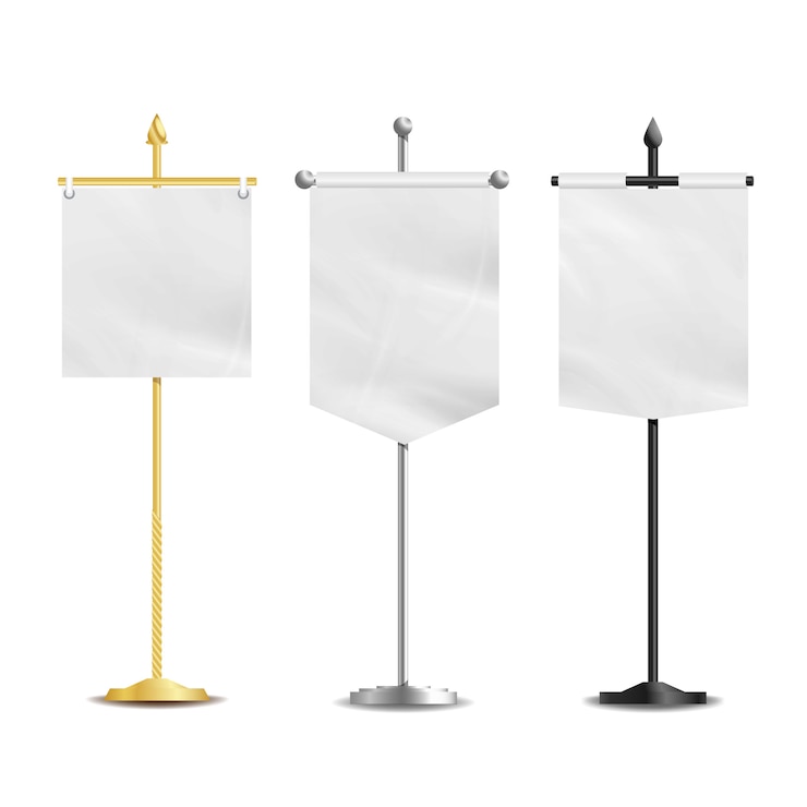 Vector blank white flags pocket table 