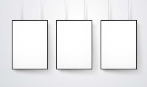 Vector blank white frames on the wall vector mockup. ready for a content