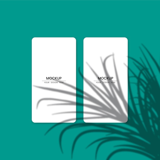 Vector blank white paper cards mockup with shadow overlay effect