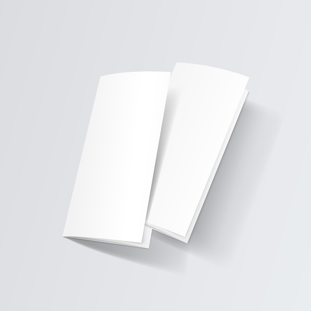 Vector blank white paper trifold brochure leaflet zigzag folded flyer