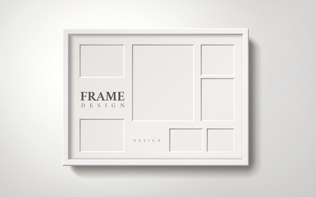 Коллекция пустых белых рамок для картин, висящих на стене, реалистичный стиль 3d иллюстрации