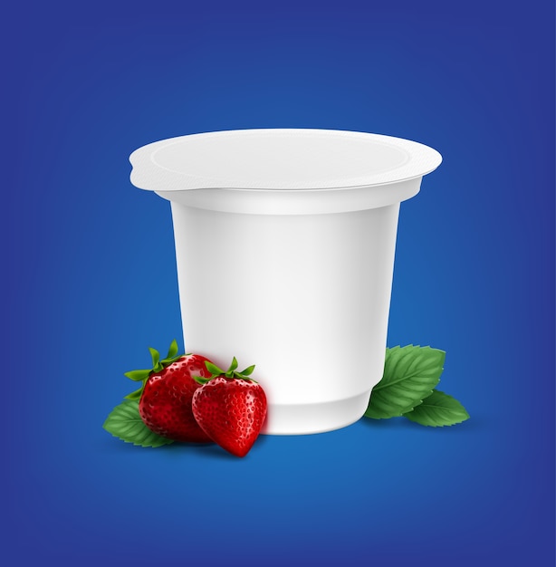 Contenitore di plastica bianco vuoto per yogurt