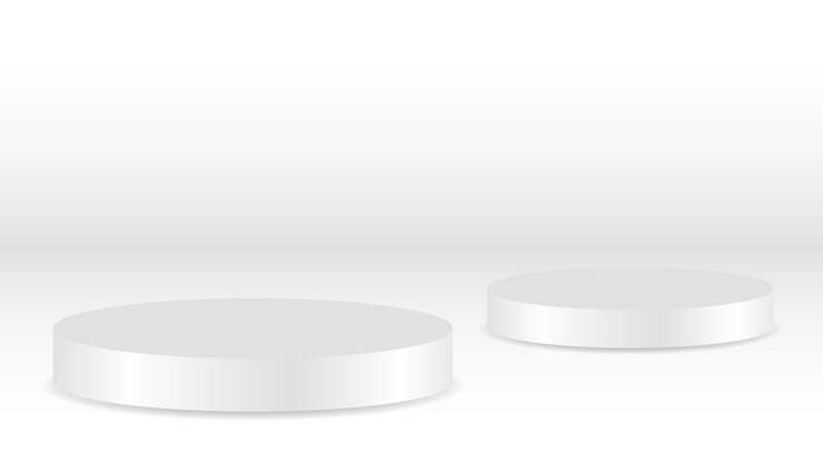 Vector blank white round pedestal circular awarded winner podium for luxury product display