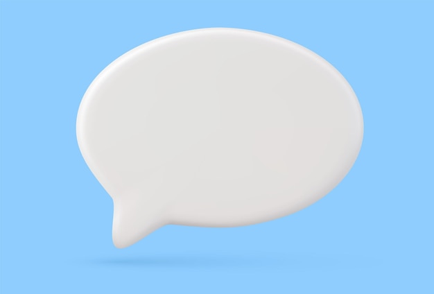 Blank white speech bubble pin isolated on blue background 3D rendering. Social network communication concept. Vector illustration