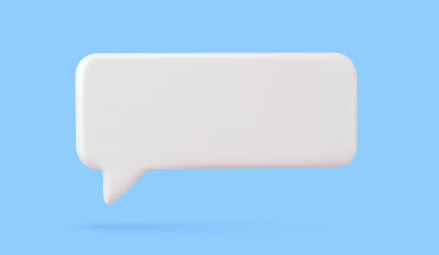 Пустая белая булавка пузыря речи изолирована на синем фоне 3d рендеринга. концепция общения в социальных сетях. векторная иллюстрация