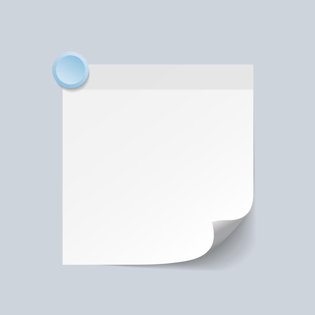 Blank White Sticky Note isolate on gray background vector illustration